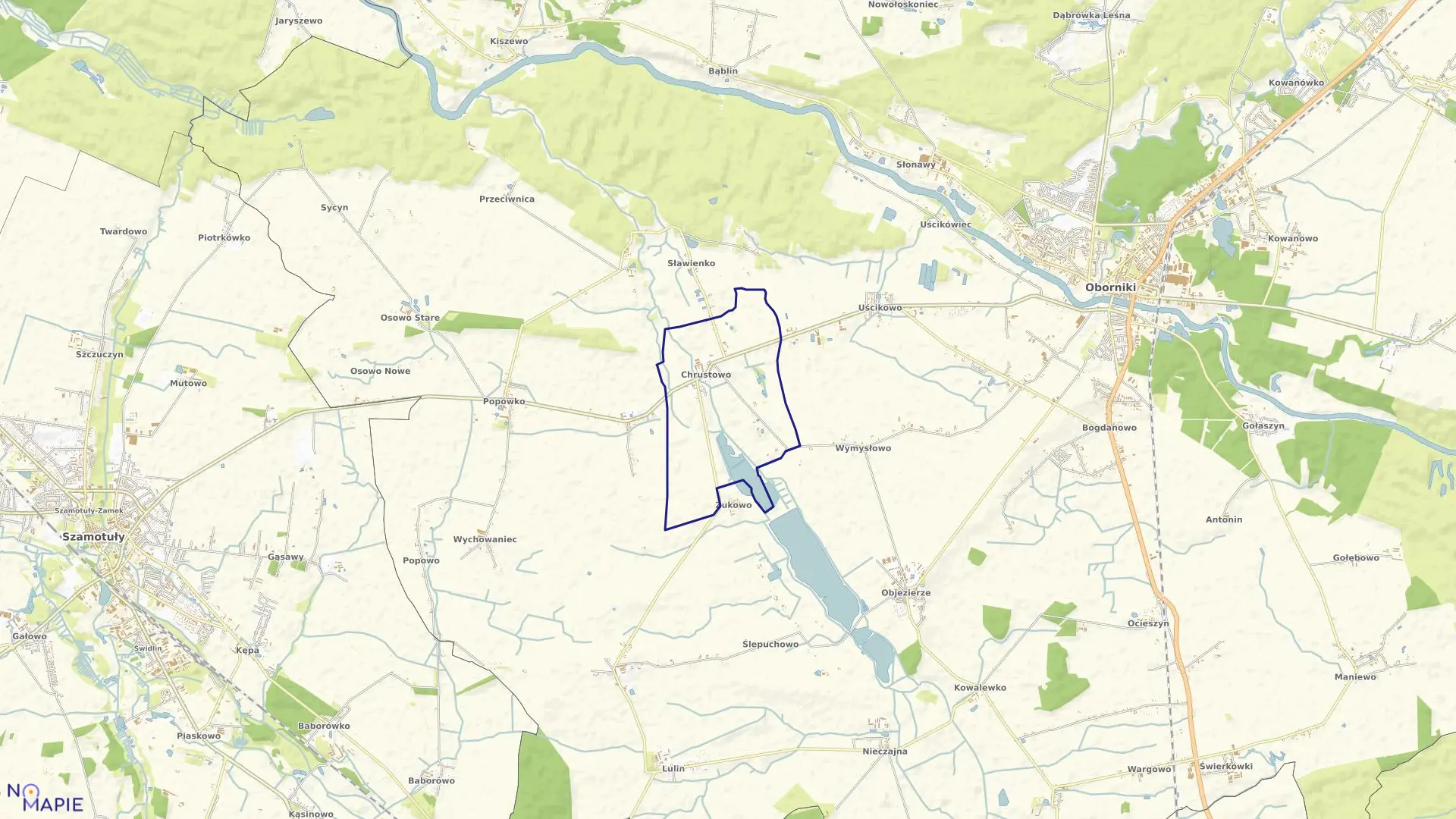 Mapa obrębu CHRUSTOWO w gminie Oborniki
