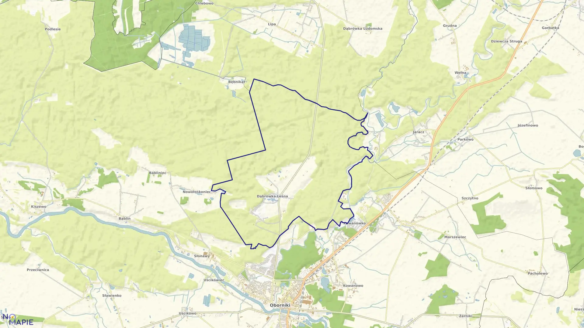 Mapa obrębu DĄBRÓWKA LEŚNA w gminie Oborniki