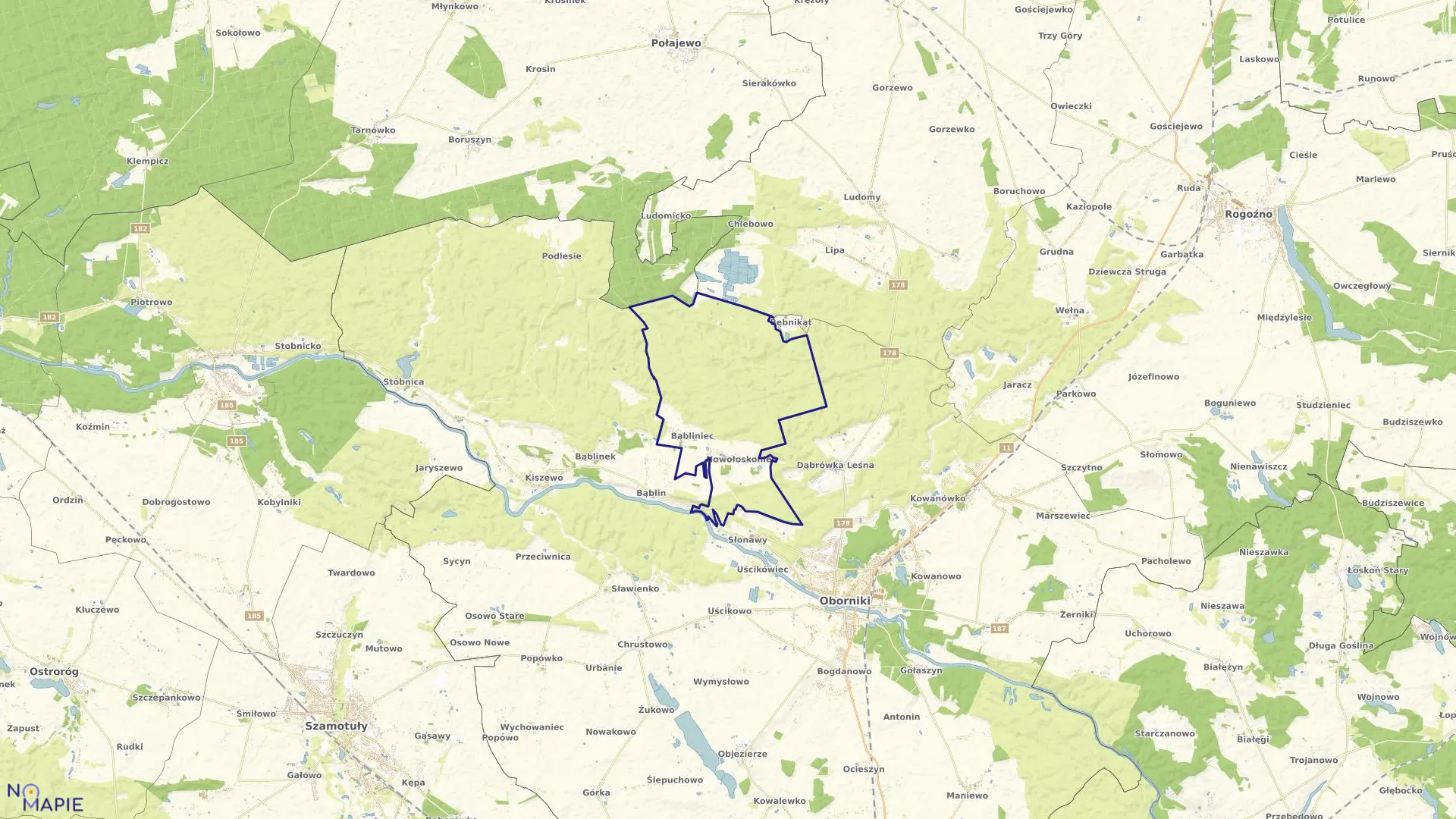 Mapa obrębu NOWOŁOSKONIEC w gminie Oborniki