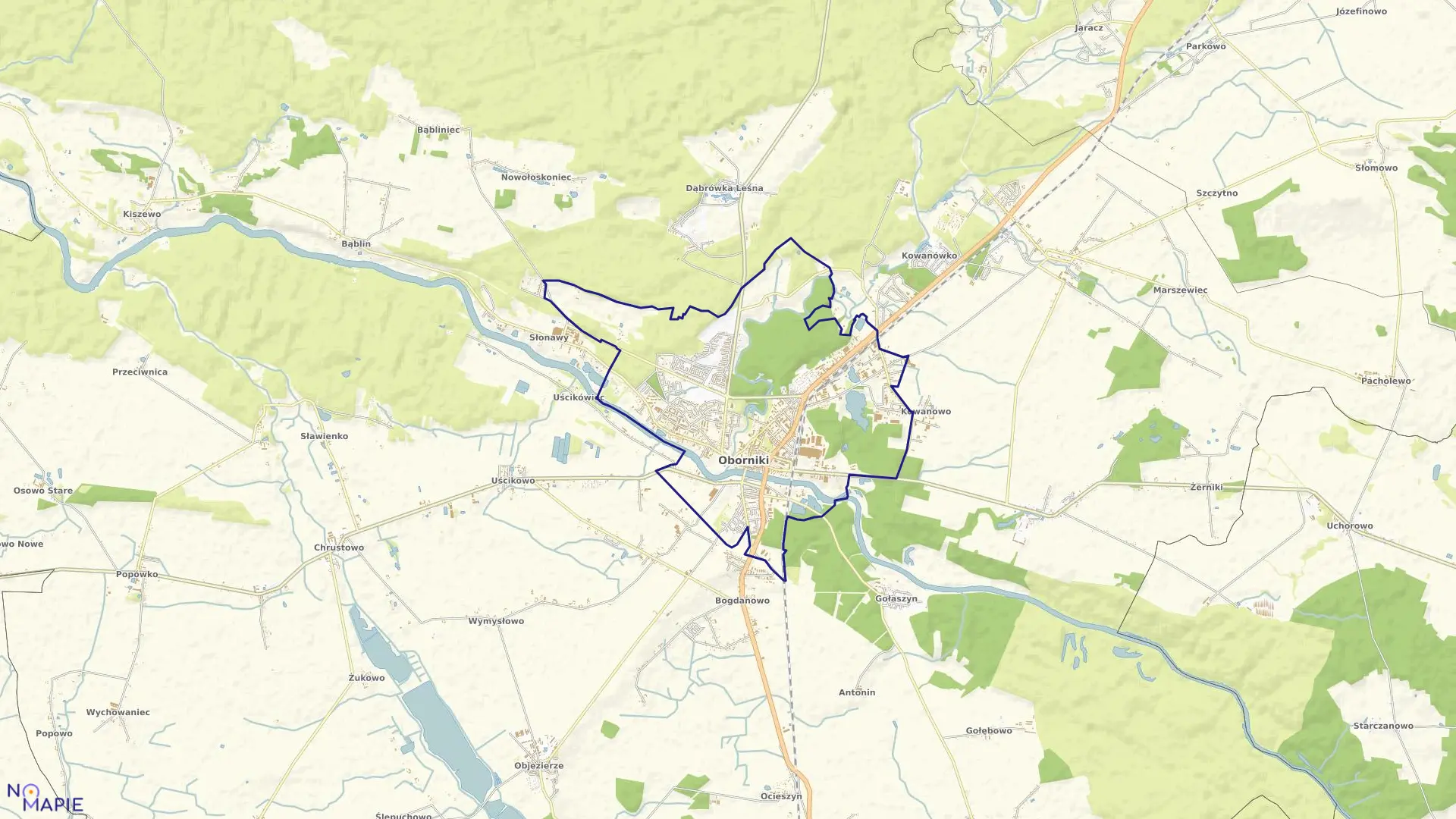 Mapa obrębu OBORNIKI w gminie Oborniki