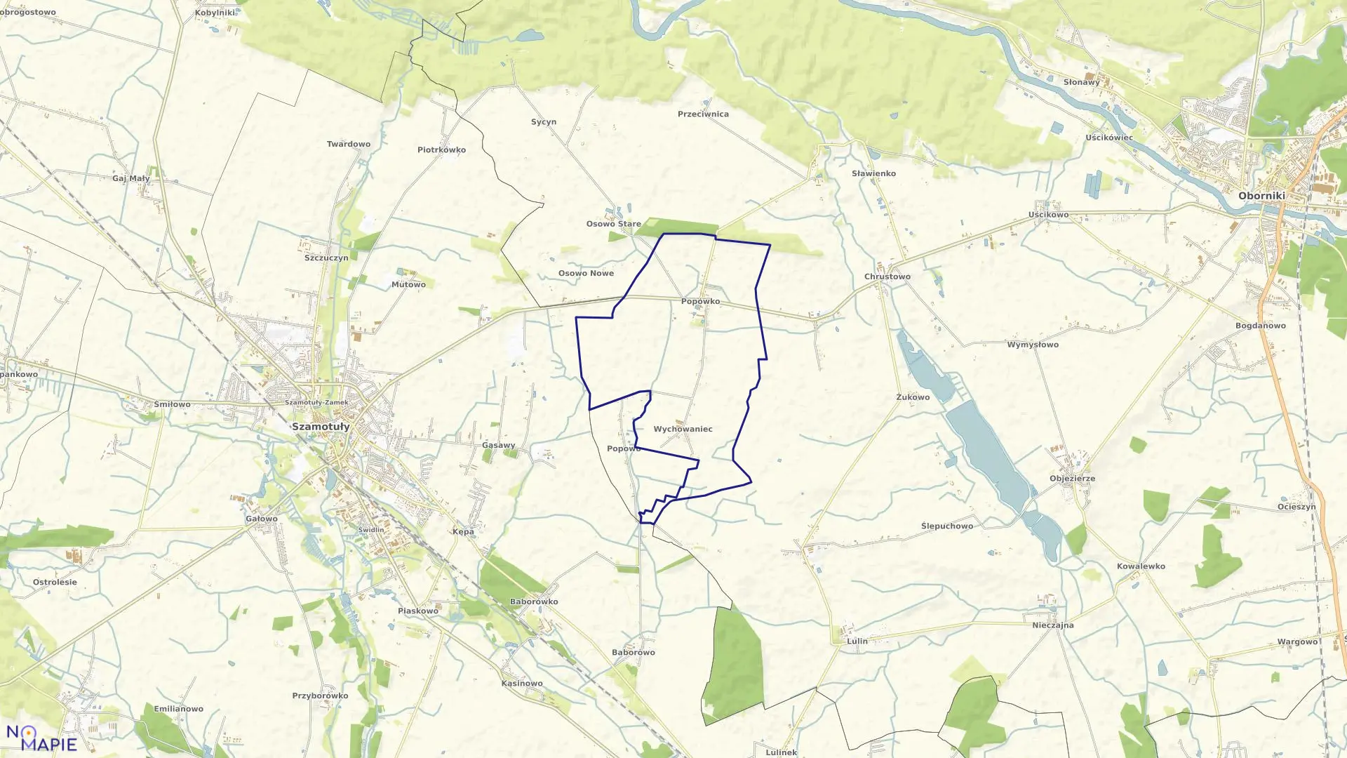 Mapa obrębu POPÓWKO w gminie Oborniki